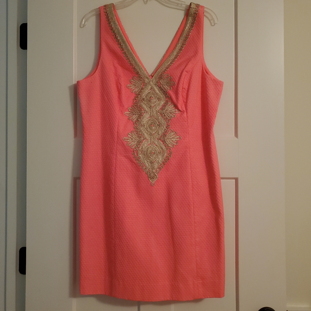 Lilly Pulitzer Junie Shift Embellished Dress Ciral Reef Sz 12